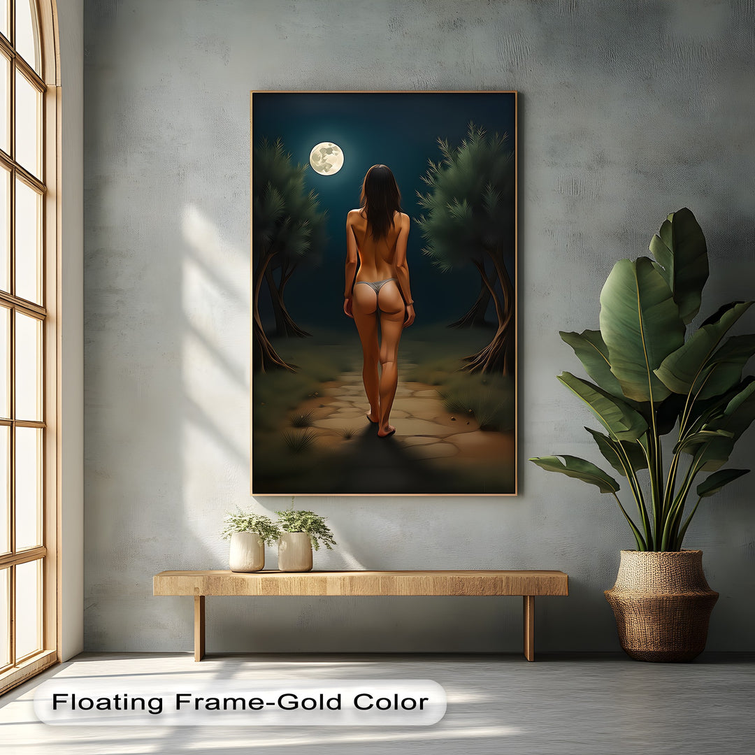 Moonlit Solitude – Mystical Nude Canvas Wall Art | Artwork Canvas