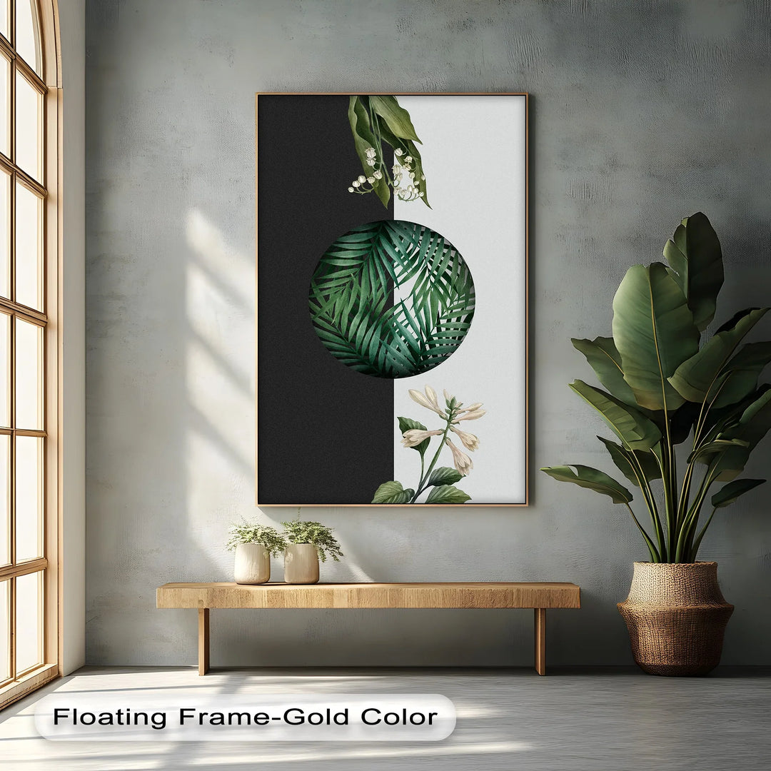 Botanical Balance – Monochrome Floral Contrast Canvas Print - MyPhotoStation