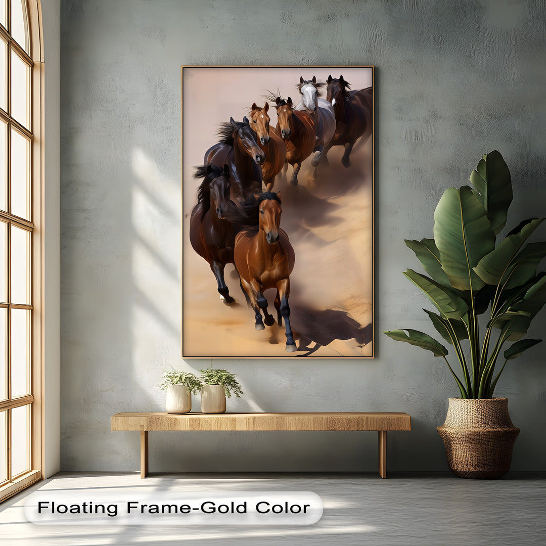 Galloping Herd of Horses on Desert Sands - Horse Canvas Print