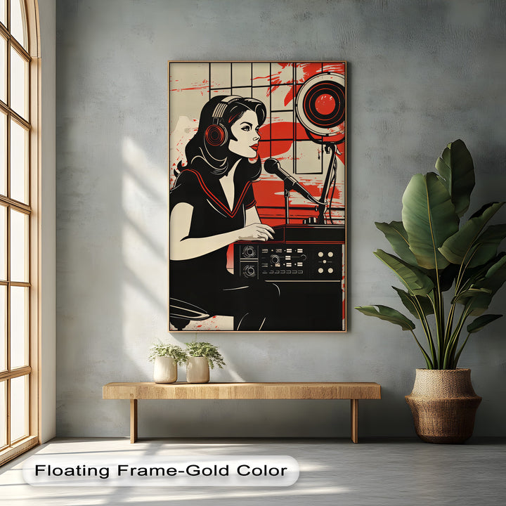Radio Rebel – Retro Female DJ Illustration Canvas Print