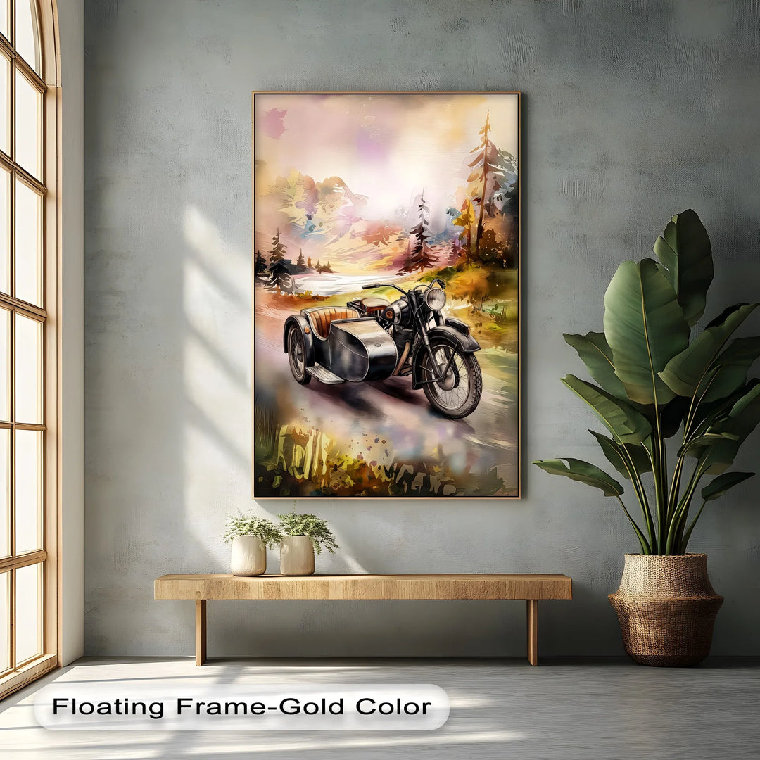 Retro Sidecar Ride Through the Pines – Car Canvas Print - MyPhotoStation