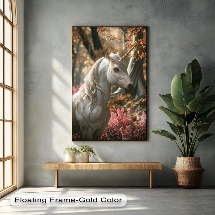 Elegant White Fantasy Horse in Woodland - Animal Canvas Print - MyPhotoStation