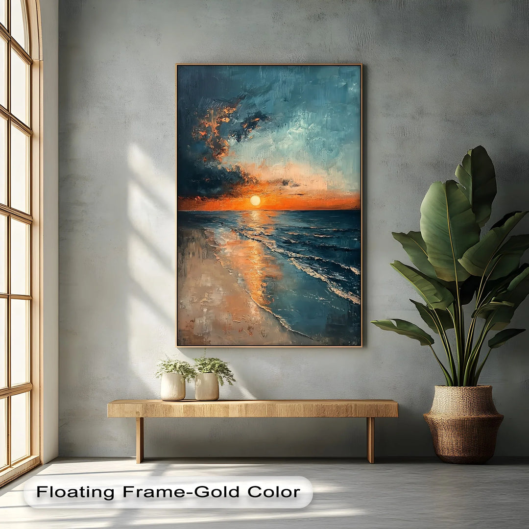 Sunset Serenity Over Ocean Shore – Tranquil Seascape Canvas Print - MyPhotoStation