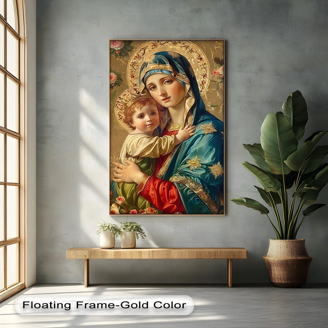 Holy Madonna and Child – Sacred Icon Style Canvas Print - MyPhotoStation