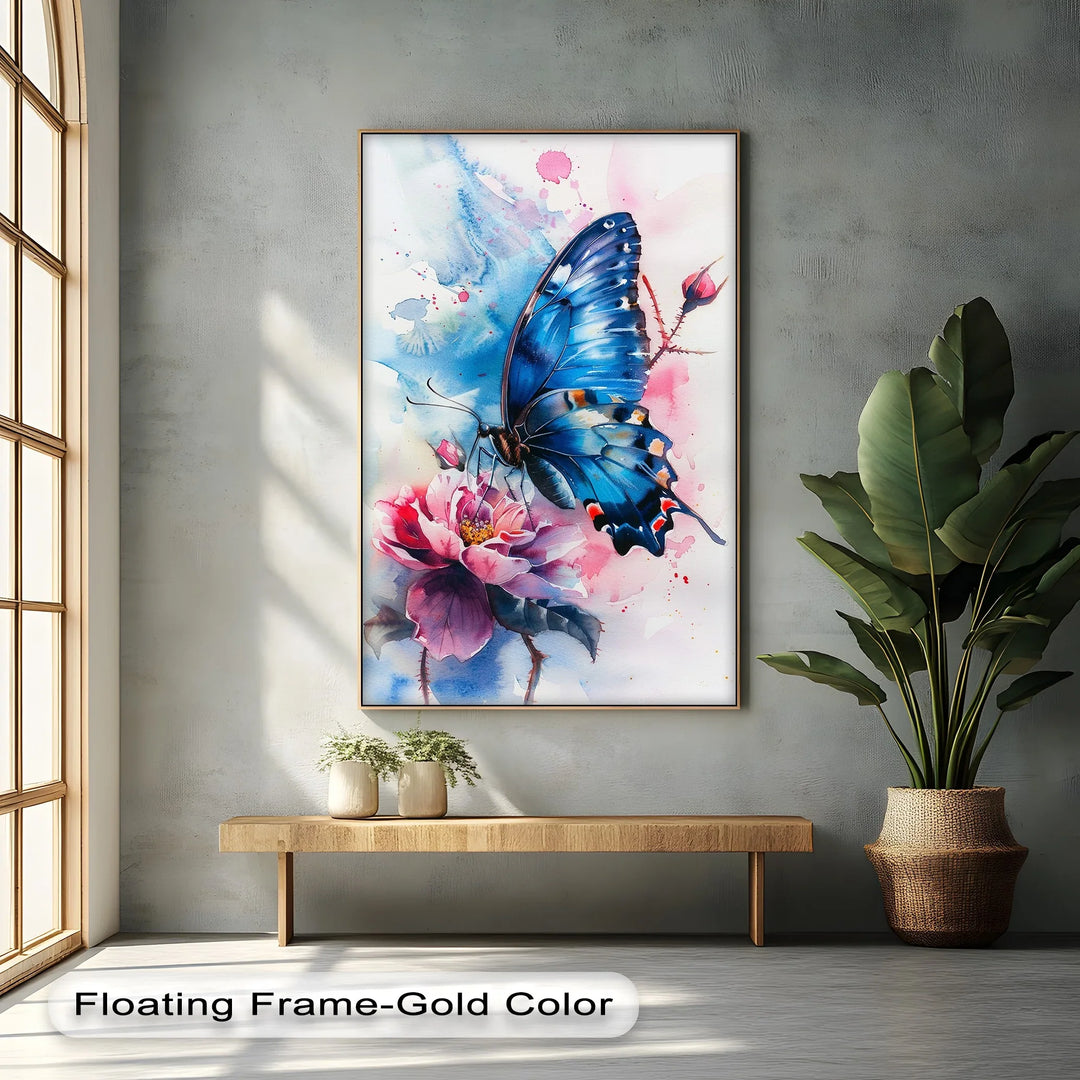 Blue Grace – Butterfly on Bloom Animal Canvas Print - MyPhotoStation