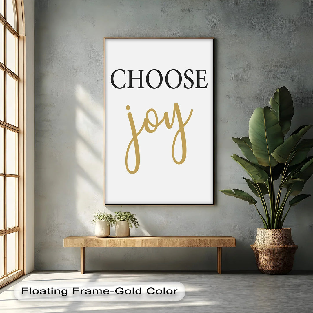 Choose Joy – Minimalist Gold and Black Christian Canvas Print - MyPhotoStation