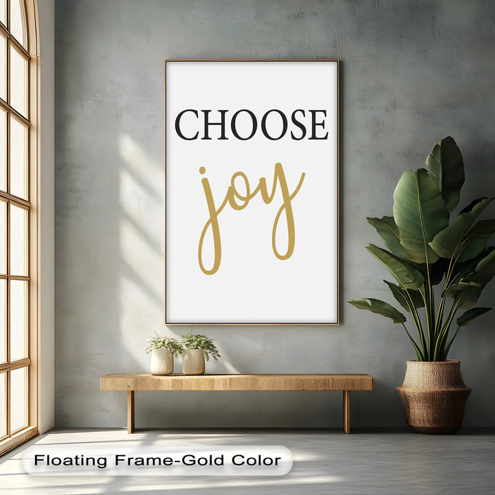 Choose Joy – Minimalist Gold and Black Christian Canvas Print - MyPhotoStation