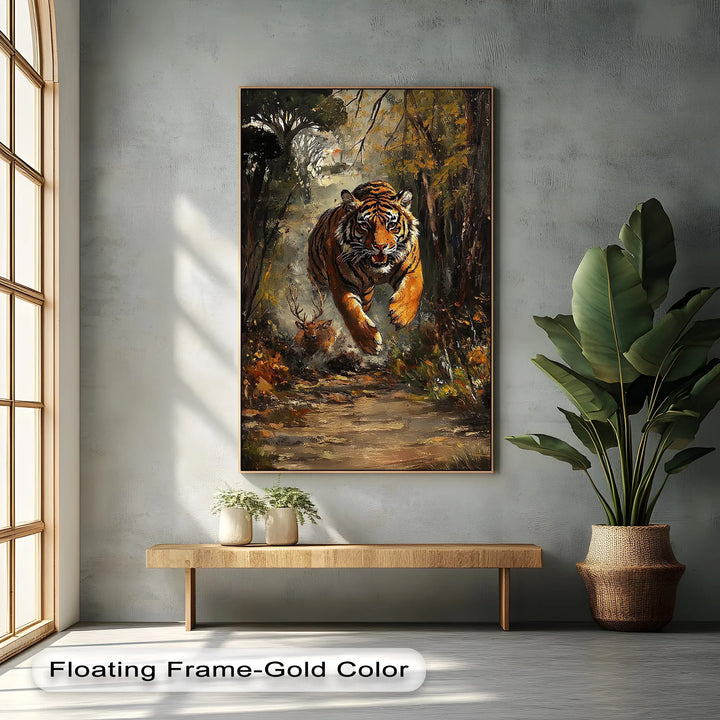 Predator's Pursuit – Wild Tiger Chase Animal Canvas Print - MyPhotoStation