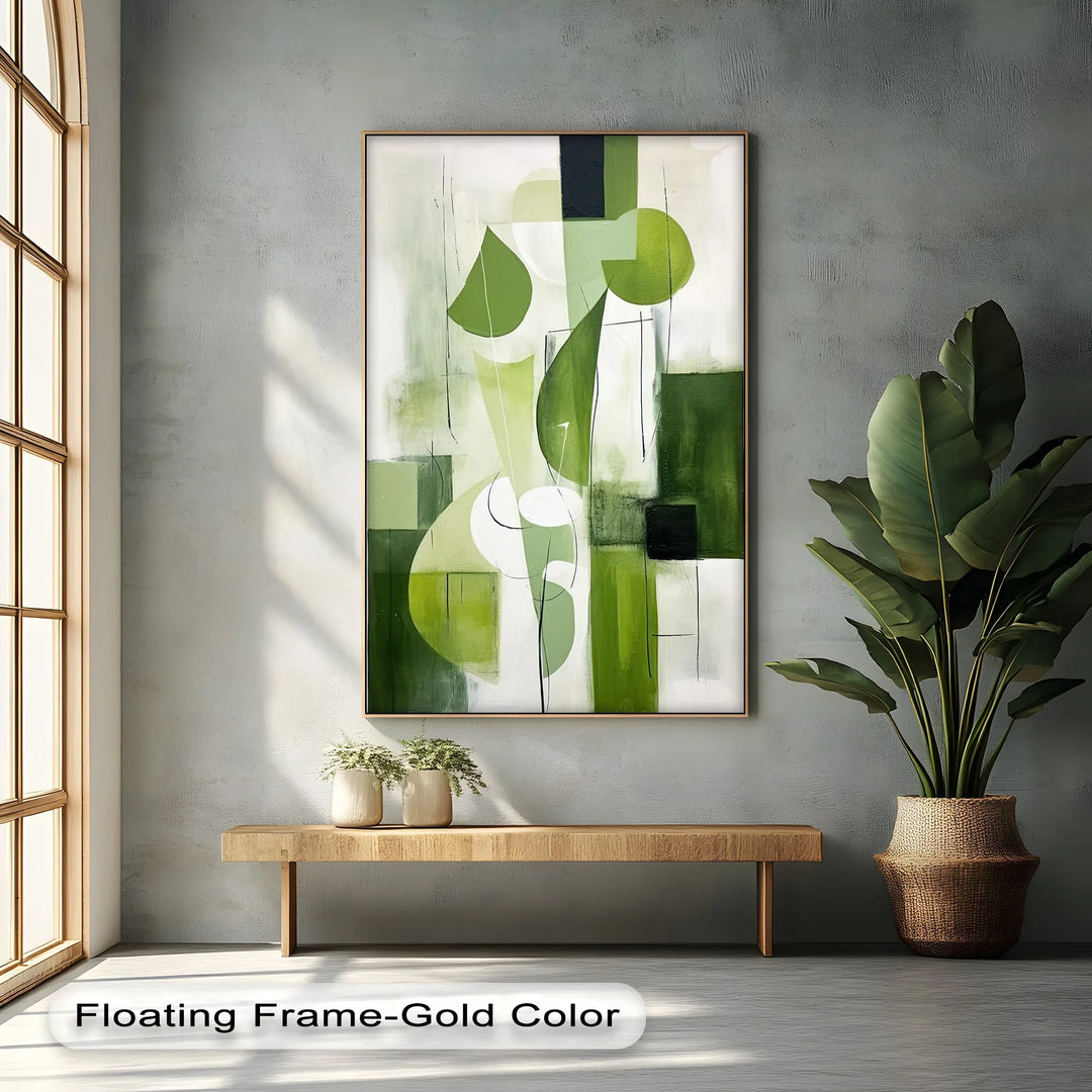 Verdant Geometry – Abstract Leaf-Inspired Canvas Print - MyPhotoStation