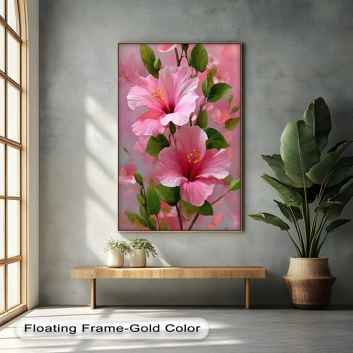 Pink Hibiscus Elegance – Romantic Tropical Floral Canvas Print - MyPhotoStation