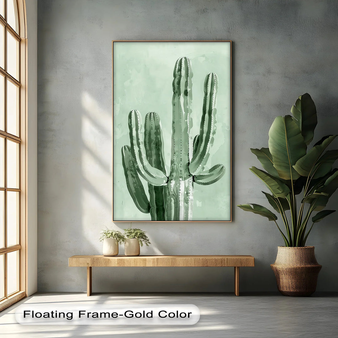 Modern Cactus Silhouette – Minimalist Desert Canvas Print - MyPhotoStation