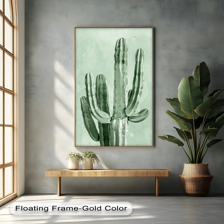 Modern Cactus Silhouette – Minimalist Desert Canvas Print - MyPhotoStation