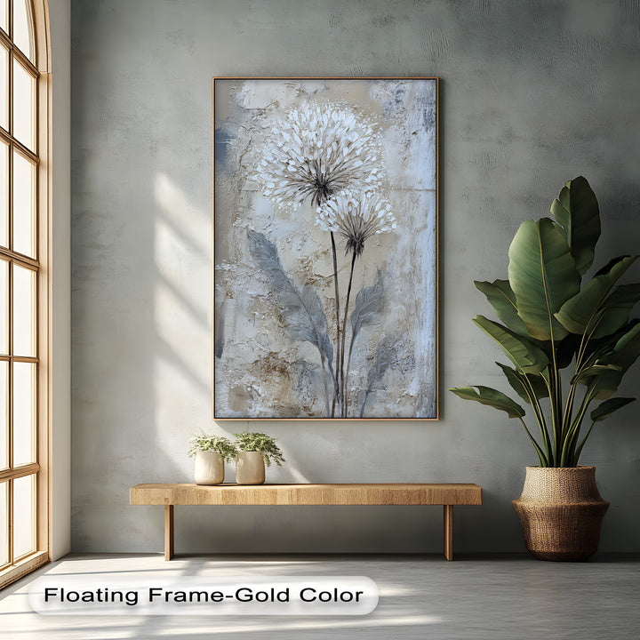 Ethereal Twins – Textured Dandelion Floral Canvas Print