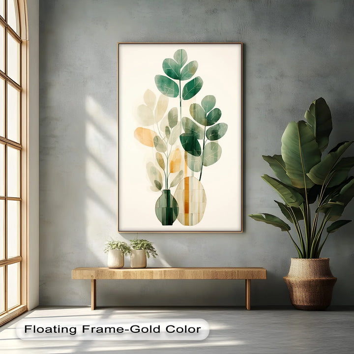 Modern Botanical Silhouettes in Glass Vases – Minimal Nature Canvas Print - MyPhotoStation