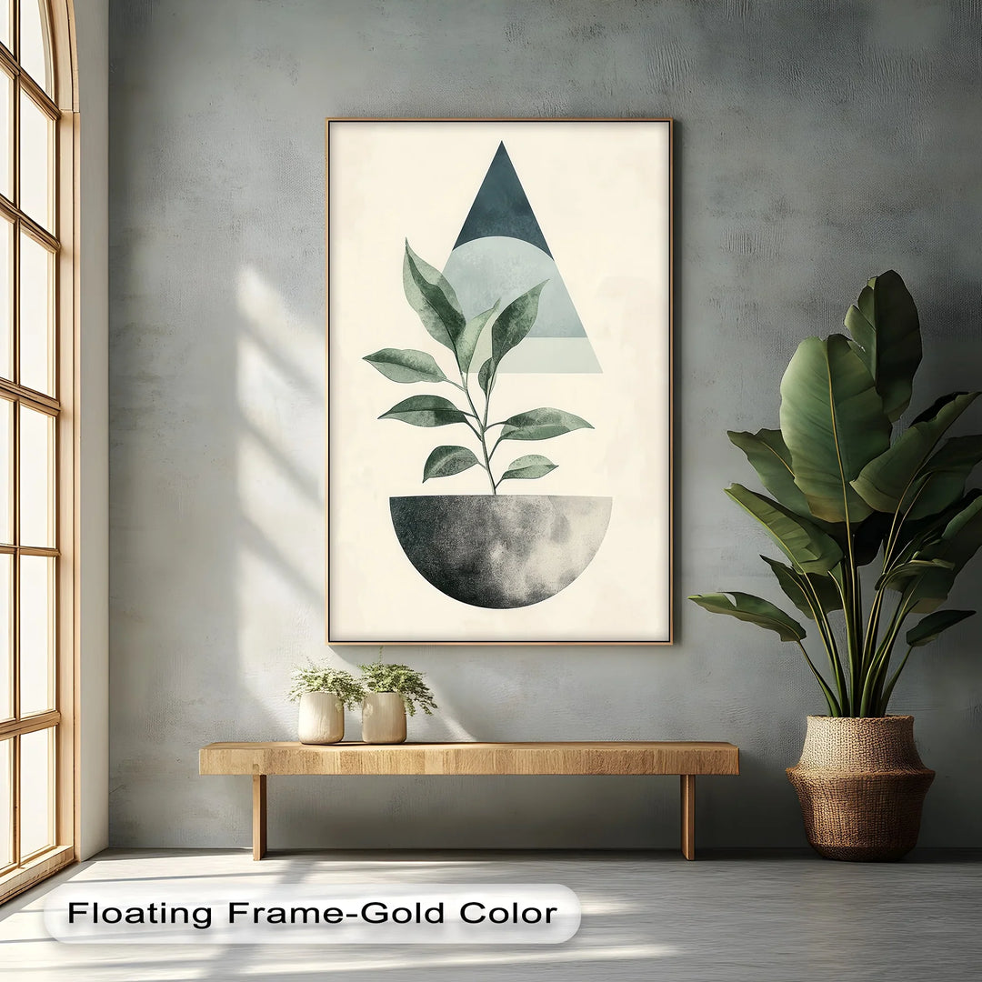 Modern Harmony – Geometric Plant Abstract Canvas Print - MyPhotoStation