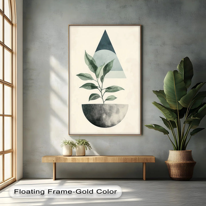 Modern Harmony – Geometric Plant Abstract Canvas Print - MyPhotoStation