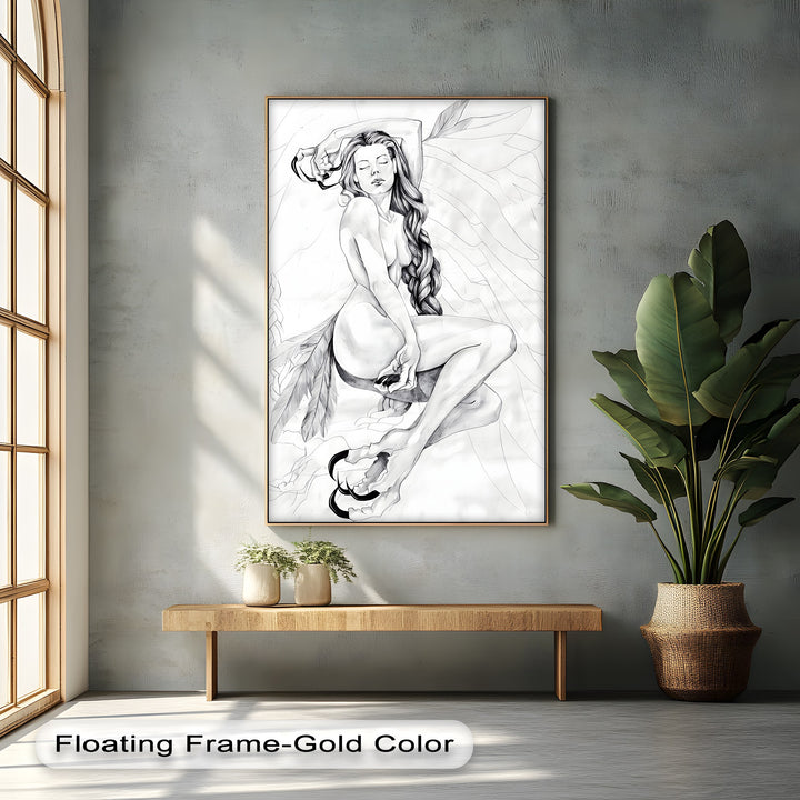 Sensual Angel Erotic Canvas Wall Art – Modern Framed Artwork Decor