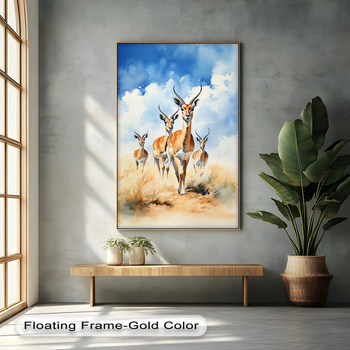Desert Grace – Antelope Herd in Motion Animal Canvas Print - MyPhotoStation