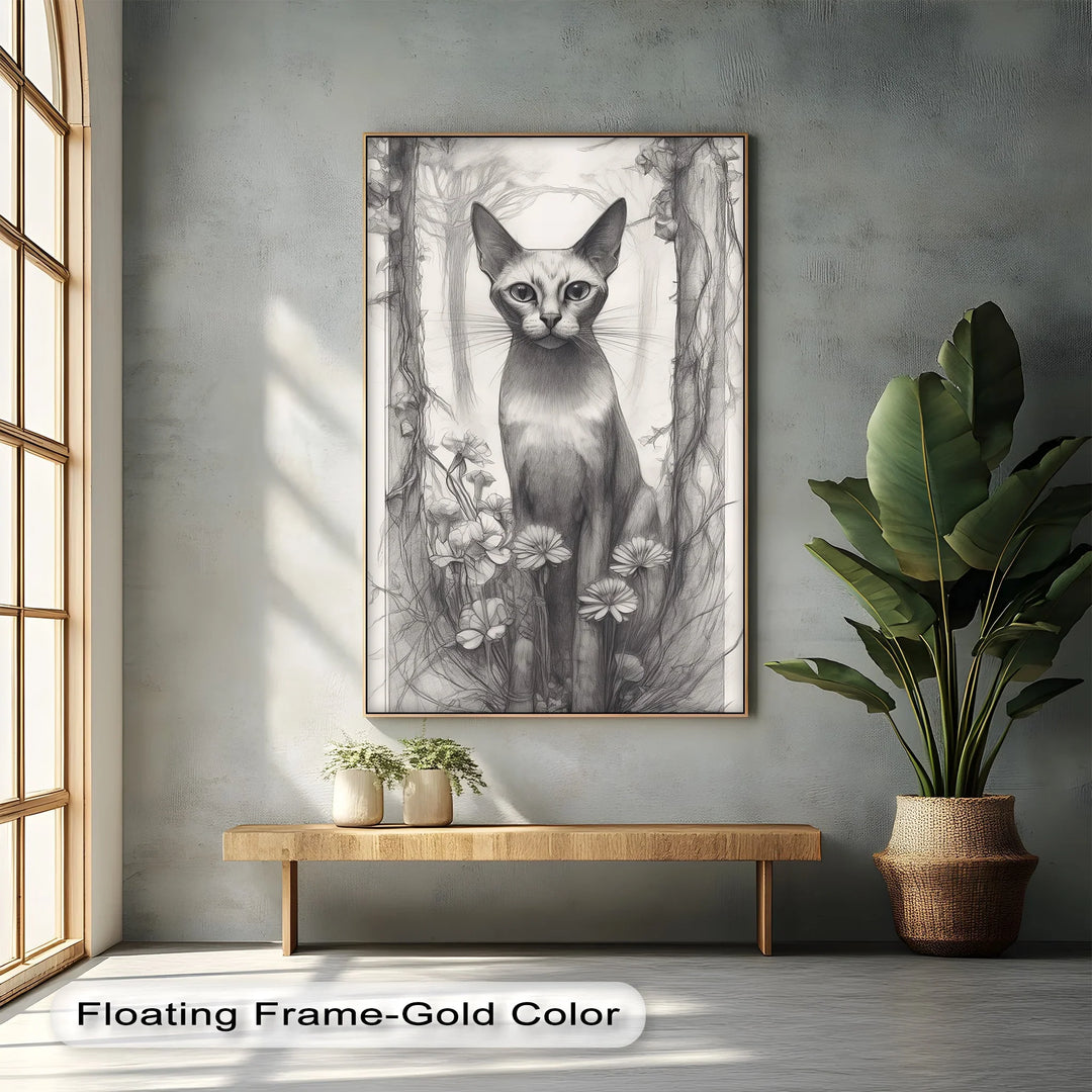 Mystic Forest Watcher – Elegant Cat in Enchanted Woodland Cat Canvas Print - MyPhotoStation