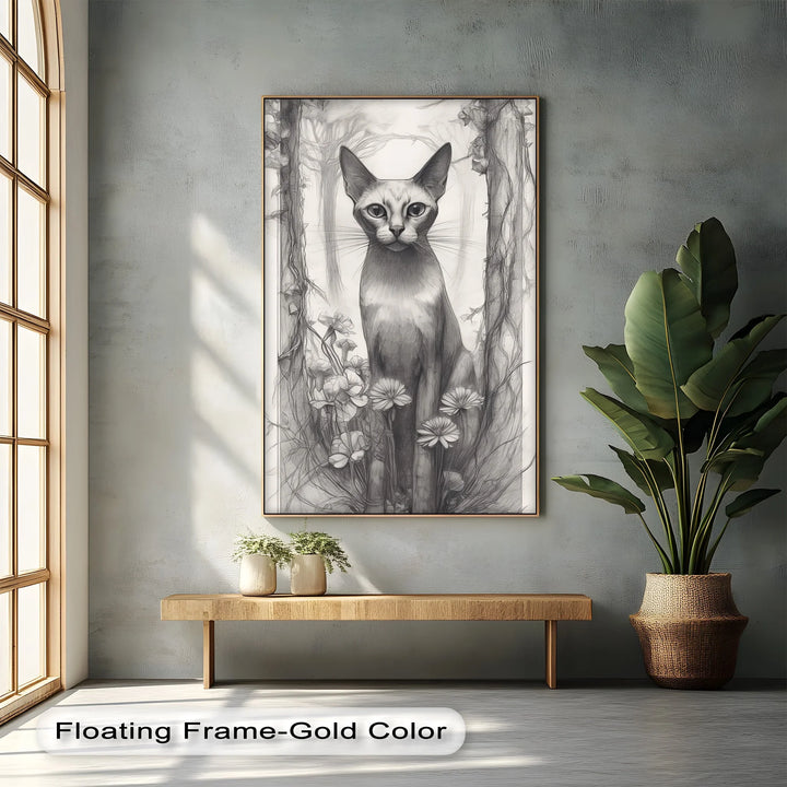 Mystic Forest Watcher – Elegant Cat in Enchanted Woodland Cat Canvas Print - MyPhotoStation