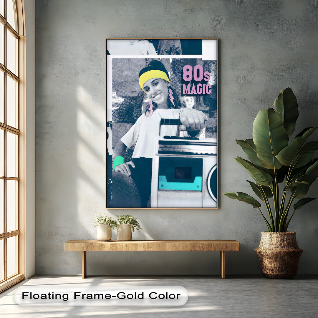 80s Magic – Retro Pop Art Woman with Boombox Canvas Print