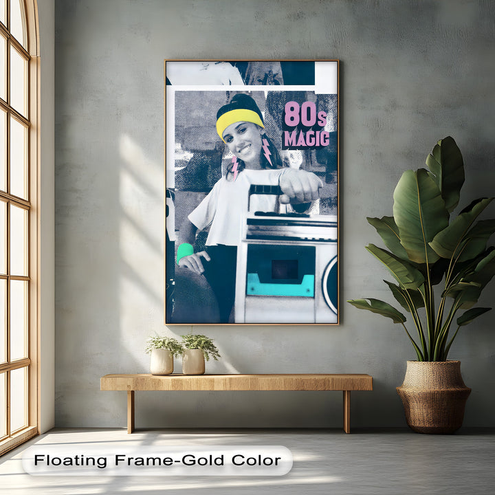 80s Magic – Retro Pop Art Woman with Boombox Canvas Print