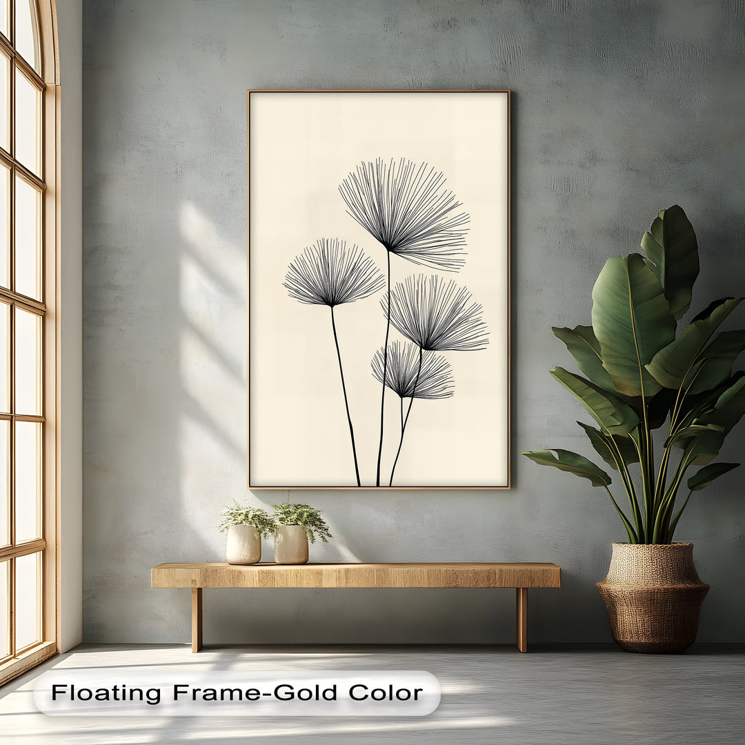 black plant line art canvas
