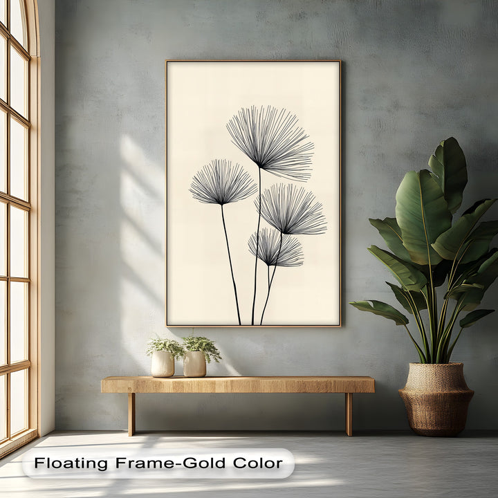 black plant line art canvas
