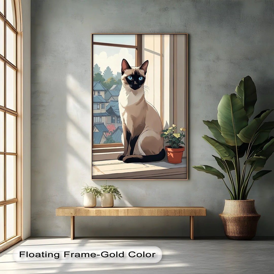 Siamese Cat in Japanese-Inspired Setting - Cat Canvas Print - MyPhotoStation
