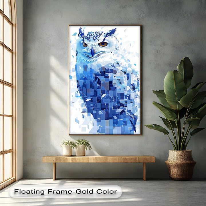 Geometric Snow Owl Portrait – Animal Blue Canvas Prints - MyPhotoStation