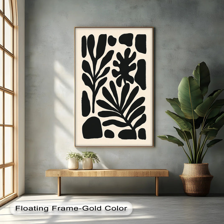 Modern Botanical Silhouettes – Minimalist Black and Beige Canvas Print - MyPhotoStation