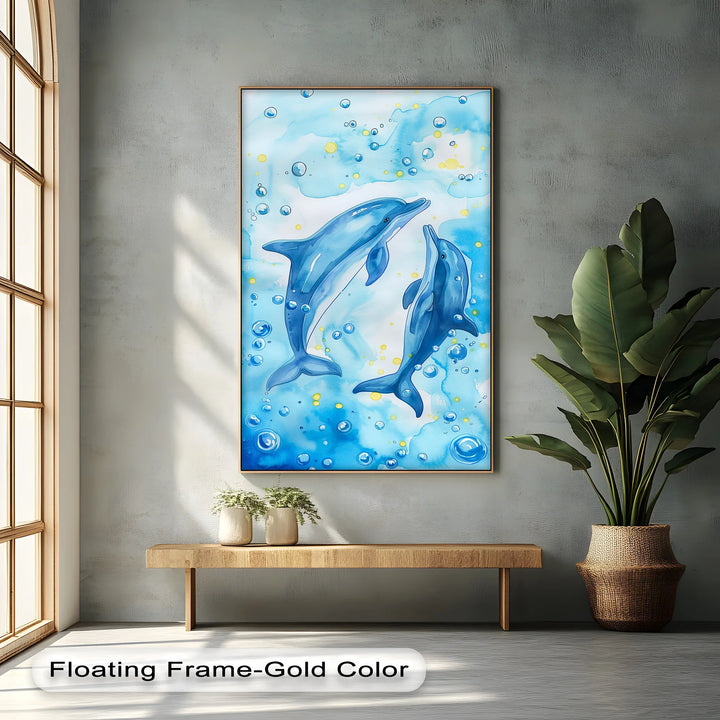 Joyful Dolphins in Bubbly Waters – Blue Ocean Canvas Prints - MyPhotoStation
