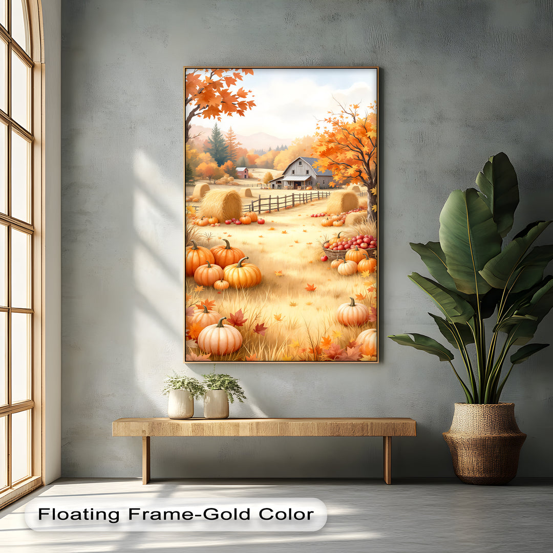 Rustic Autumn Pumpkin - Fall Canvas Wall Art | Large Canvas Art