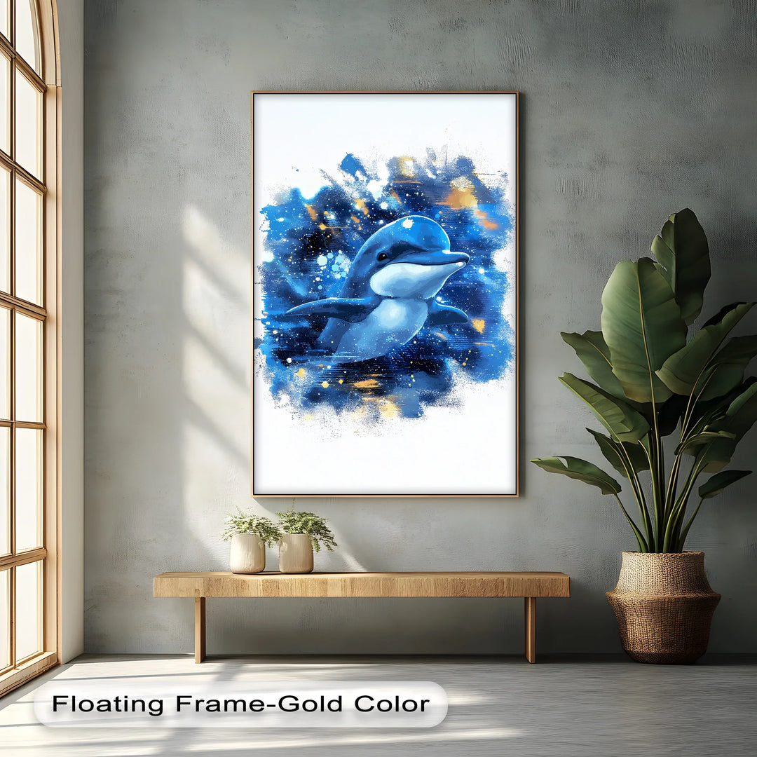 Joyful Ocean Splash – Playful Dolphin Blue Canvas Prints - MyPhotoStation
