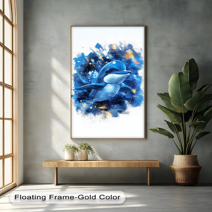 Joyful Ocean Splash – Playful Dolphin Blue Canvas Prints - MyPhotoStation