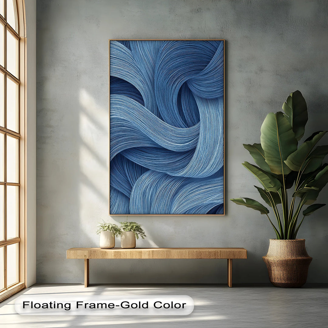 Oceanic Flow – Textured Blue Abstract Canvas Print - MyPhotoStation