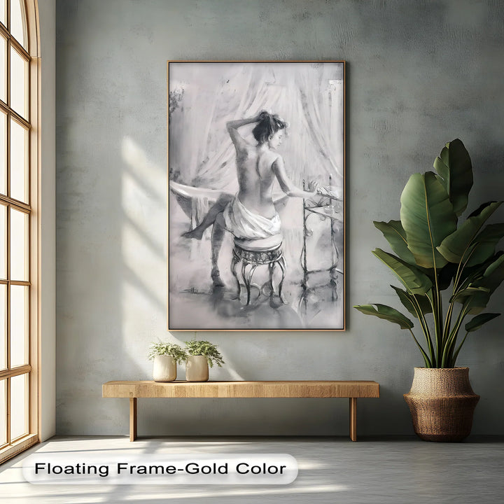 Timeless Elegance – Classical Nude Woman at Vanity Canvas Print - MyPhotoStation