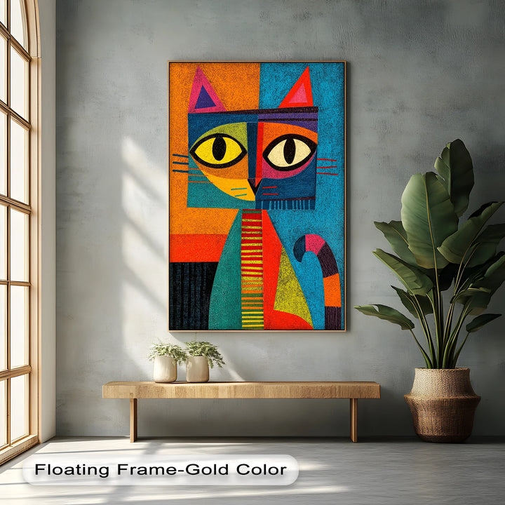Whimsical Abstract Cat – Colorful Cubist Style Canvas Prints - MyPhotoStation