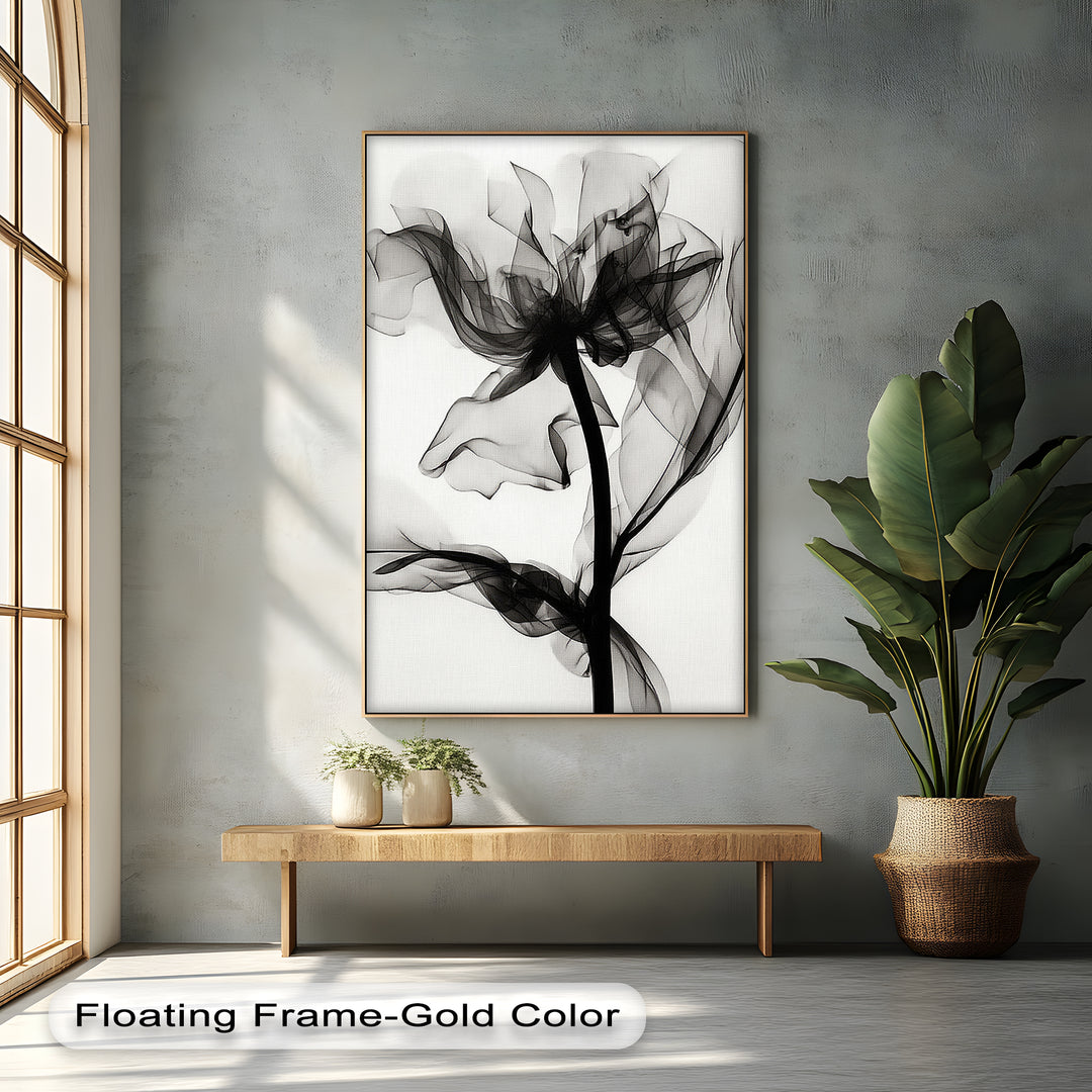 Winterliche Ruhe – Japanische Frau im blauen Kimono, Leinwanddruck | Gerahmtes Kunstwerk