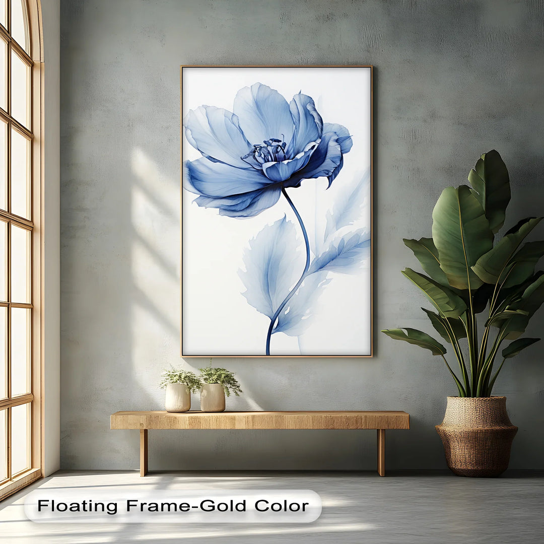 Petal Elegance – Minimalist Blue Bloom Blue Canvas Prints - MyPhotoStation