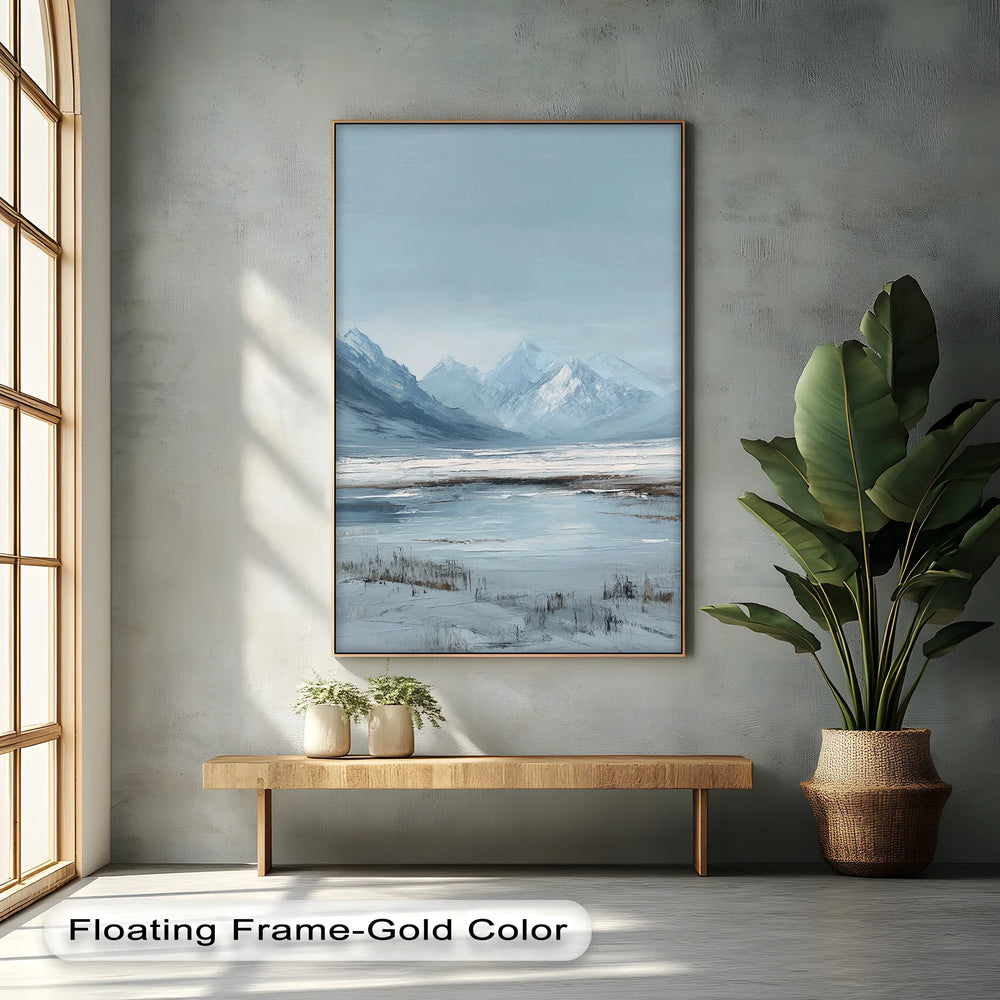 Silent Peaks – Snowy Mountain Landscape in Cool Blues Canvas Print - MyPhotoStation