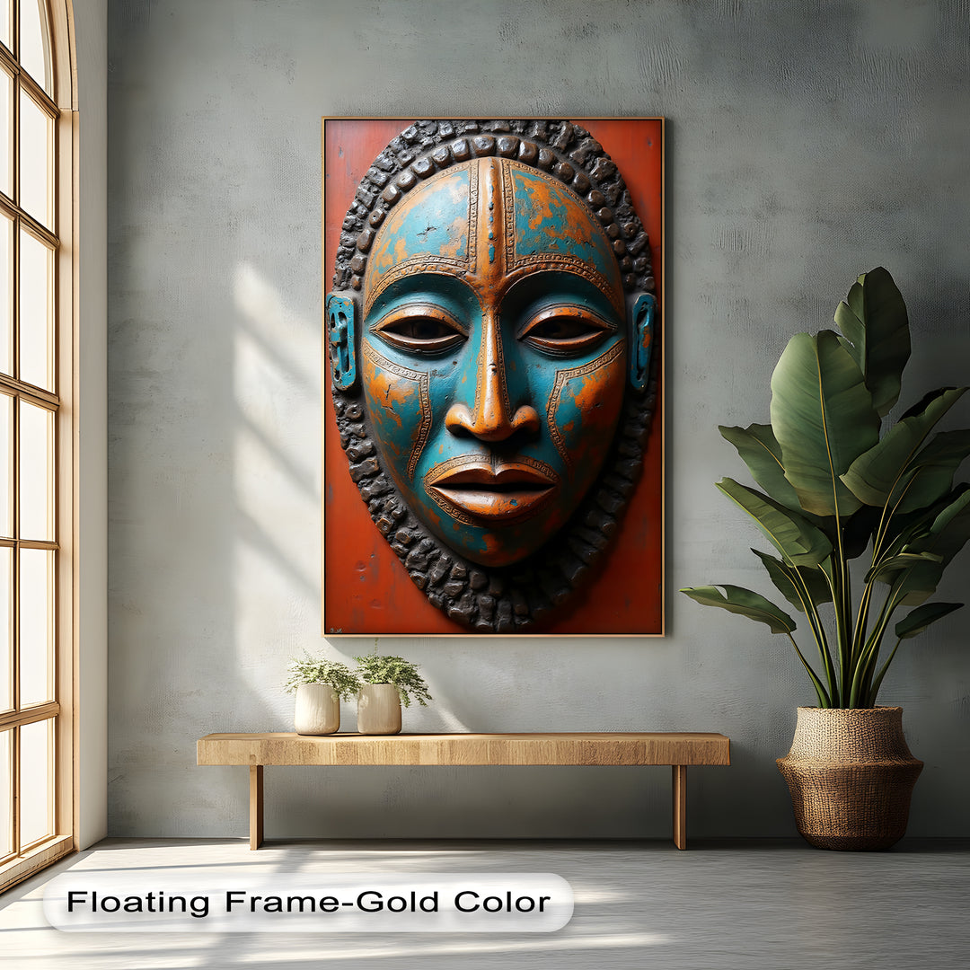 Tribal Guardian – African Mask Canvas Wall Art | Large Framed Wall Art