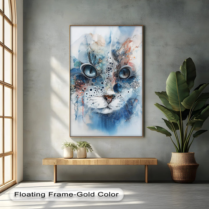 Mystic Whiskers – Abstract Blue Cat Portrait Blue Canvas Prints - MyPhotoStation