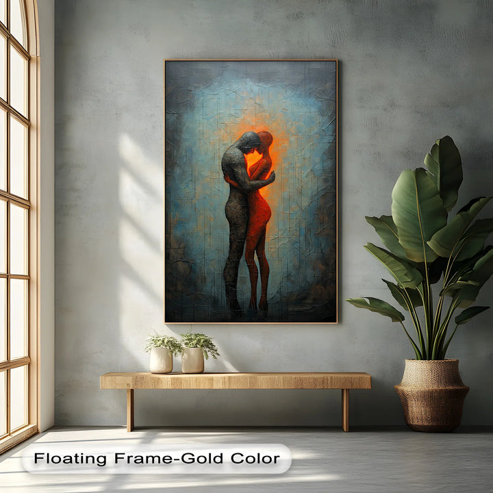 Eternal Embrace – Fiery Lovers in Abstract Passion Canvas Print - MyPhotoStation