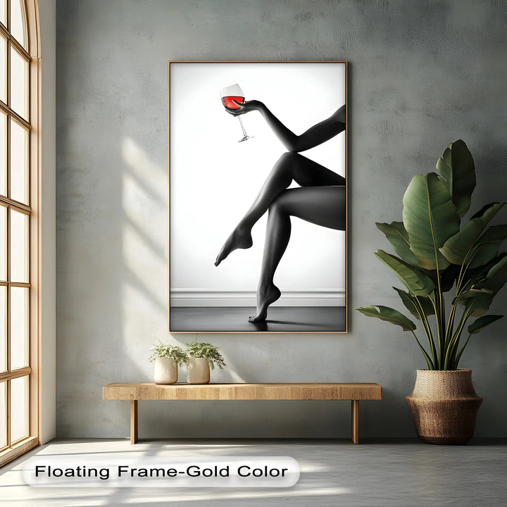 Red Elegance – Feminine Form with Wine Glass Canvas Print - MyPhotoStation