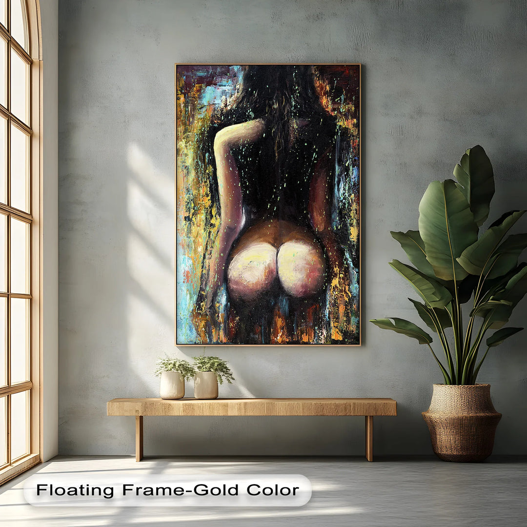 Obsidian Glow – Bold Abstract Nude Canvas Print - MyPhotoStation