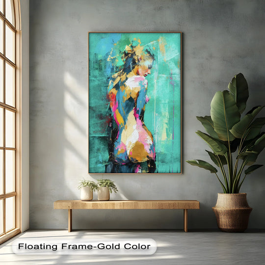 Gentle light caresses the serene Aqua Serenity abstract figure, a beautiful element enhancing these alluring canvas pictures.