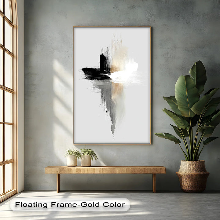 Echo of Stillness – Minimalist Black and White Brushstroke Canvas Print - MyPhotoStation