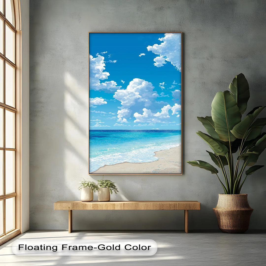 Tranquil Ocean Horizon with Clouds – Coastal Serenity Canvas Print - MyPhotoStation