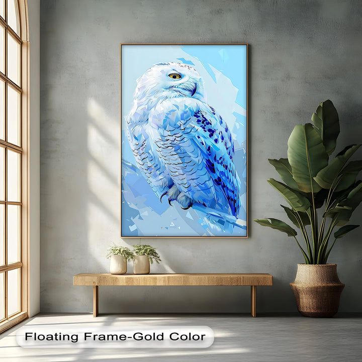 Crystal Gaze – Blue Snow Owl in Geometric Arctic Style Canvas Prints - MyPhotoStation